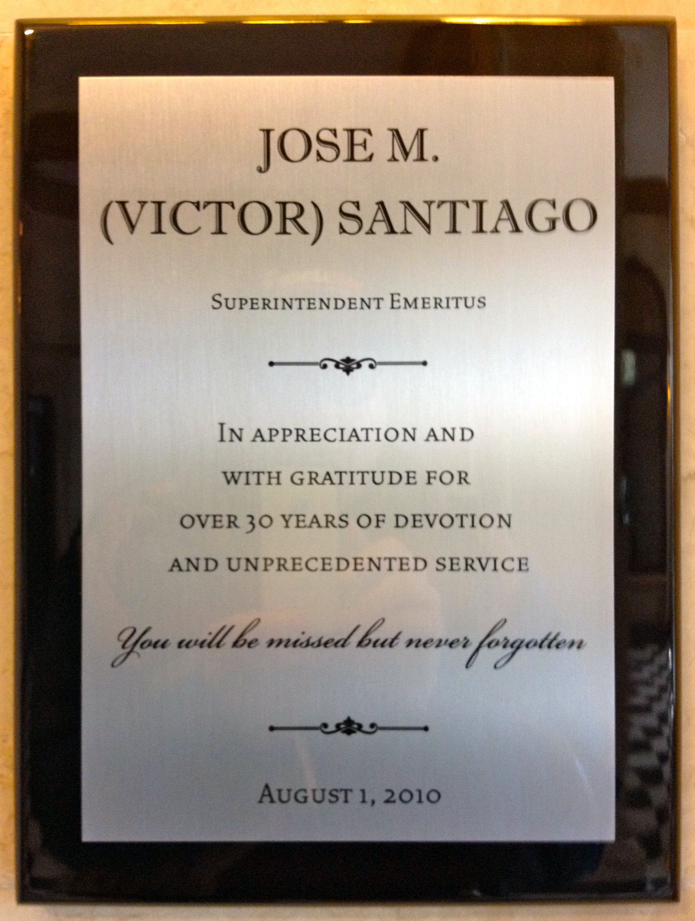 Victor's plaque